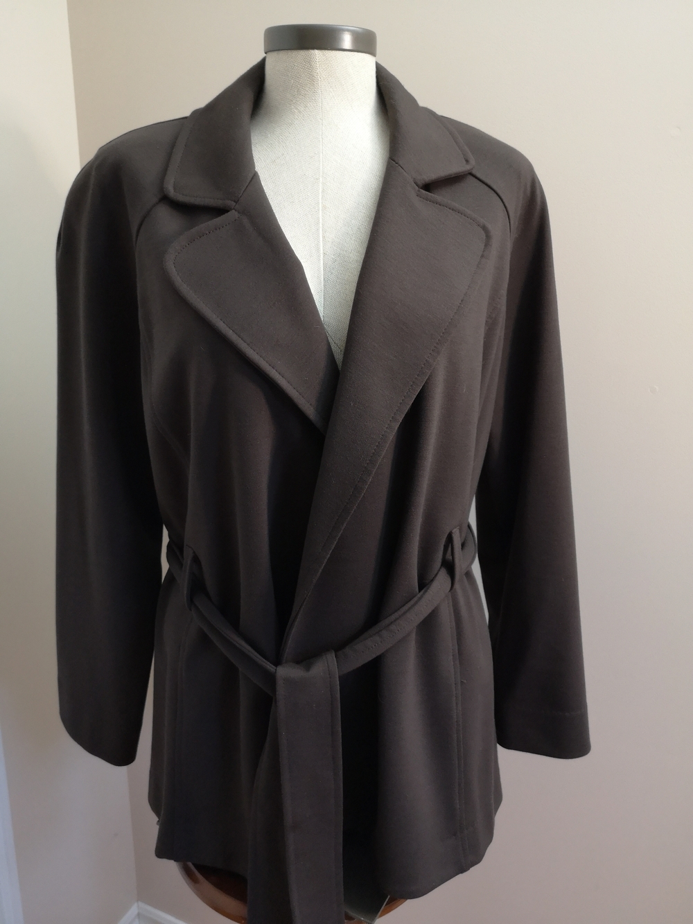 Vintage 90s Ellen Margaret Moody Brown Belted Wrap Jacket Size M